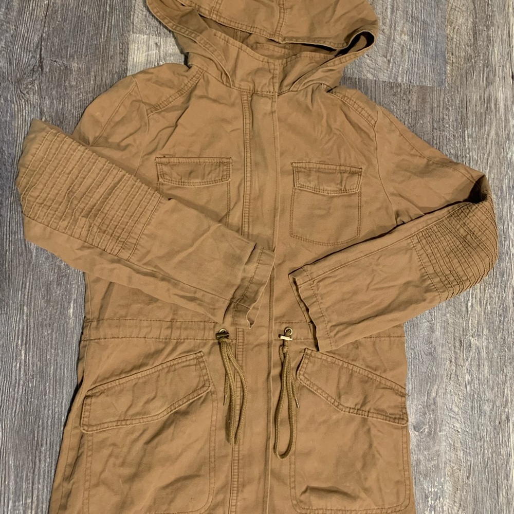 Khaki canvas mid length jacket